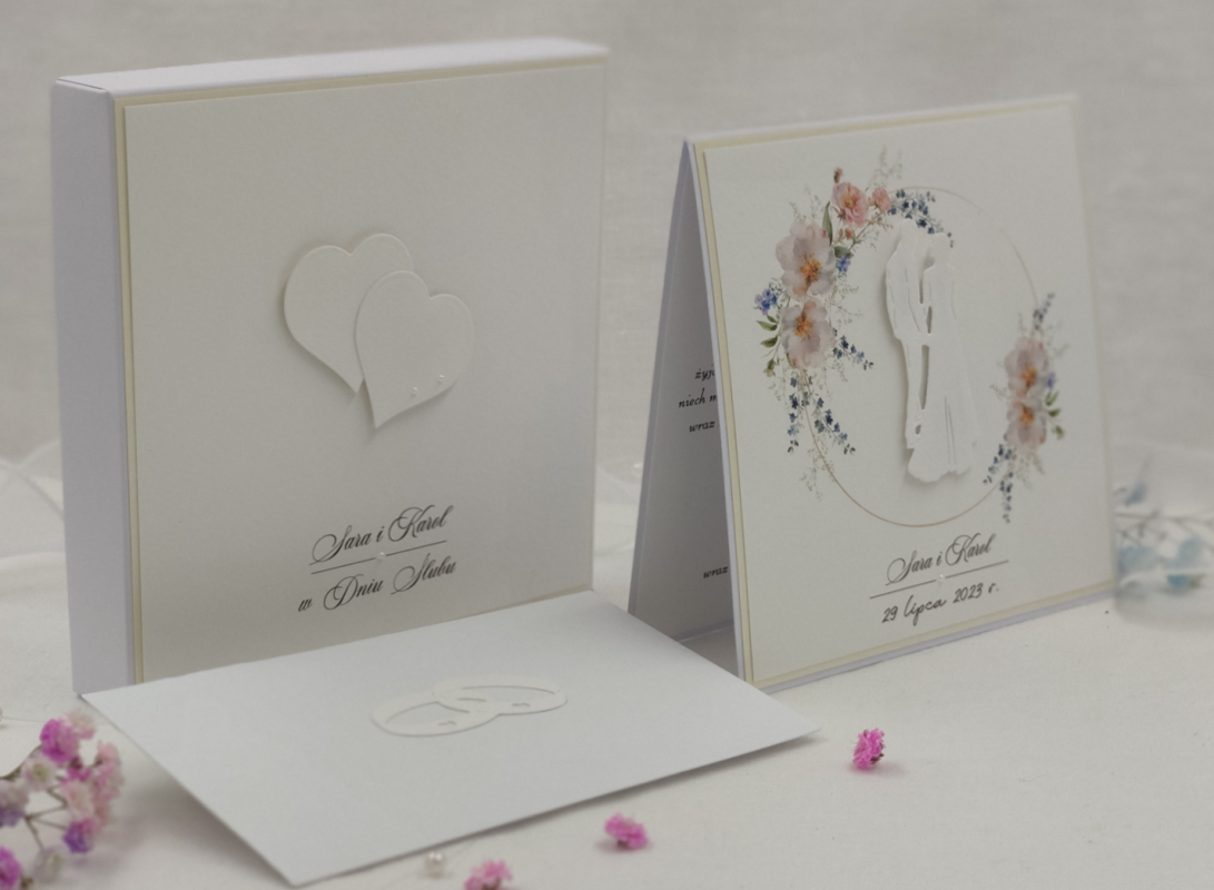 Kartka na ślub z pudełkiem i kopertą W86_photo1