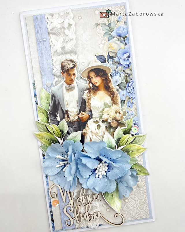 Kartka ślubna w pudełku, w niebieskich odcieniach_photo1
