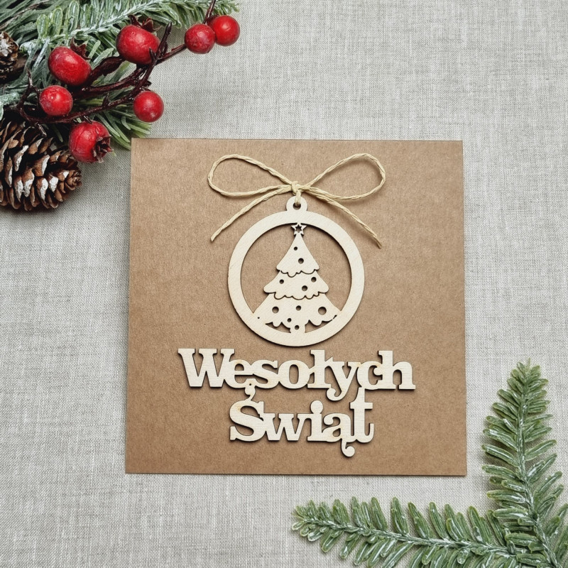 Kartka świąteczna, drewniane dekoracje - W5_photo1