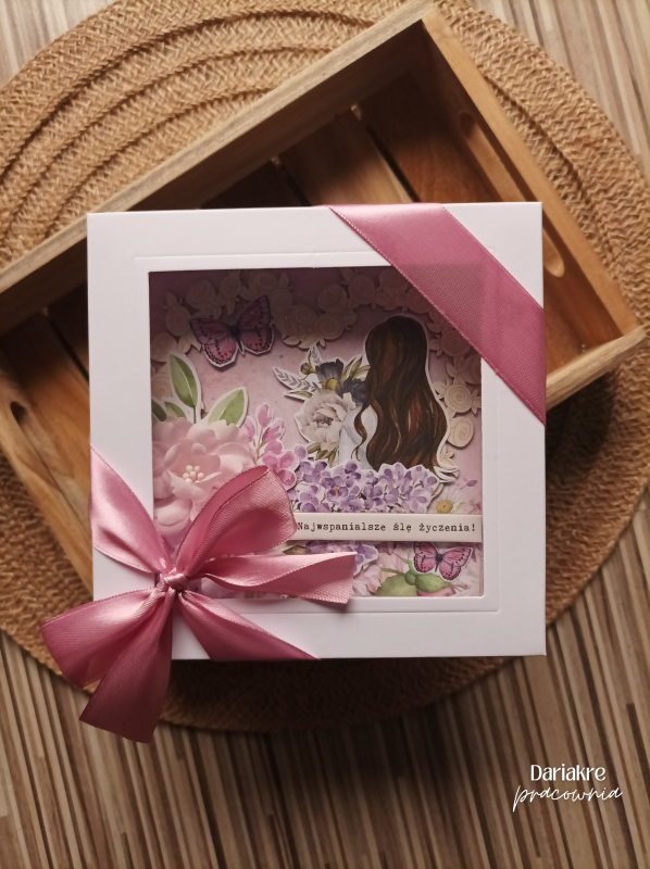 Kartka urodzinowa dla kobiety, różowa, lawendowa_photo1