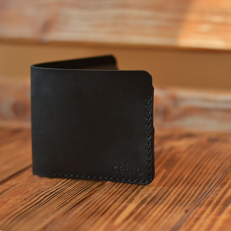 Klasyczny skórzany czarny portfel Handmade_photo1