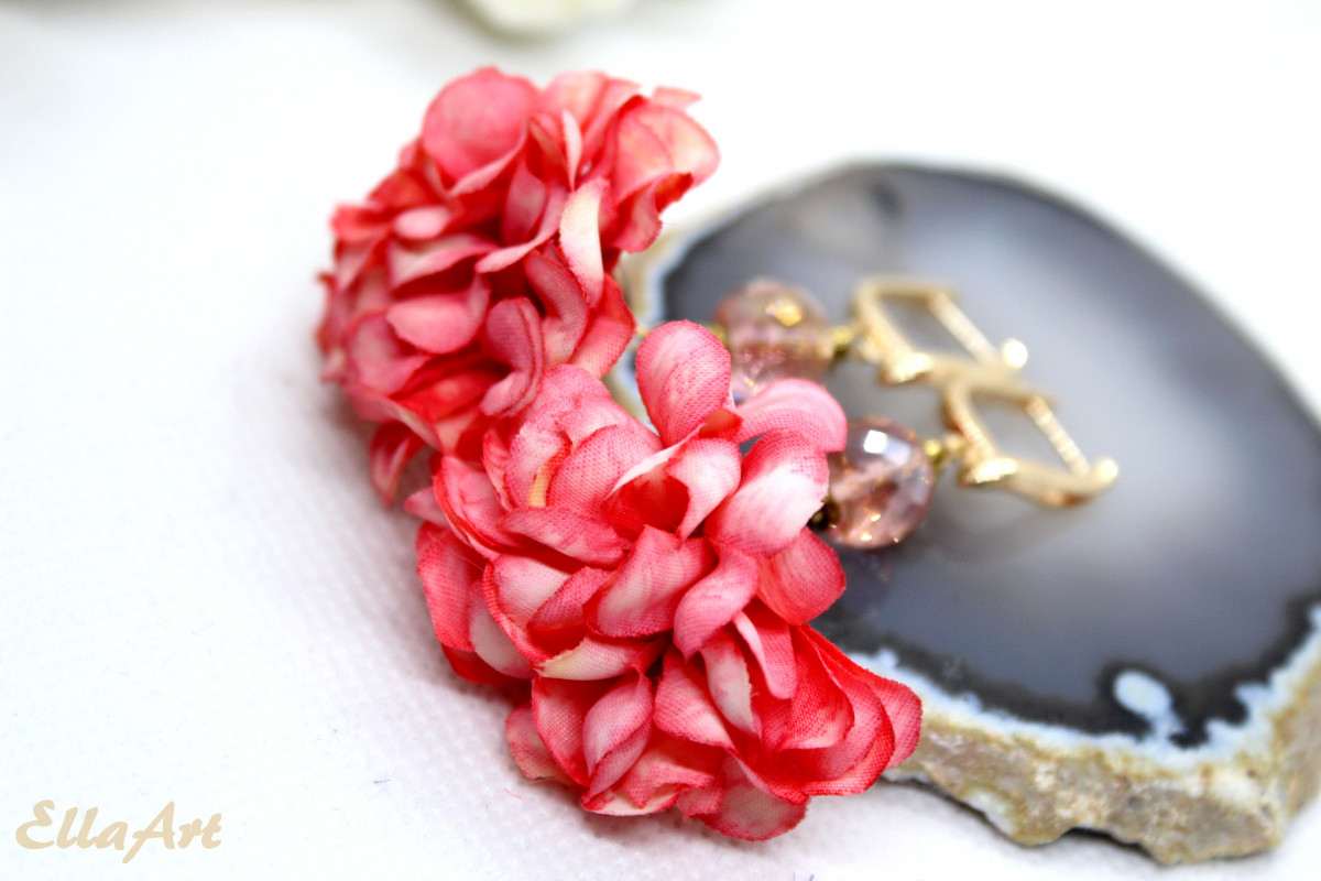 kolczyki - łososiowy kwiat hortensji_photo1