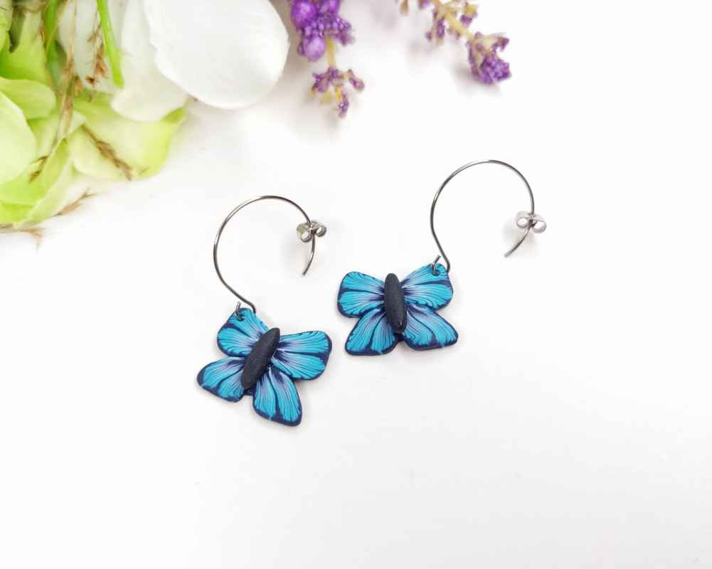 Kolczyki małe niebieskie motyle_photo1