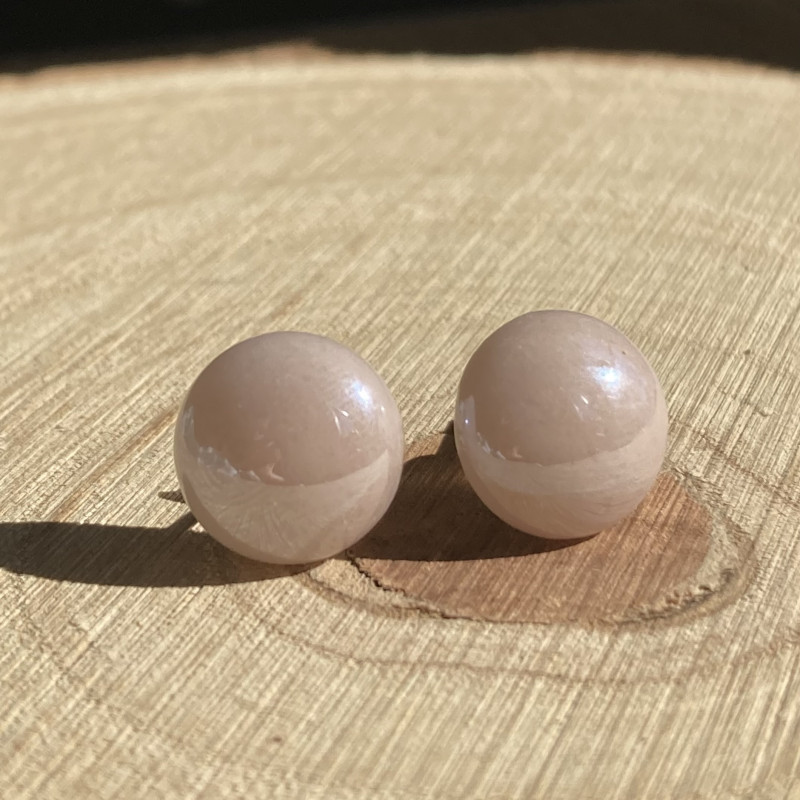Kolczyki na sztyfcie perłowe jasny pudrowy róż_photo1