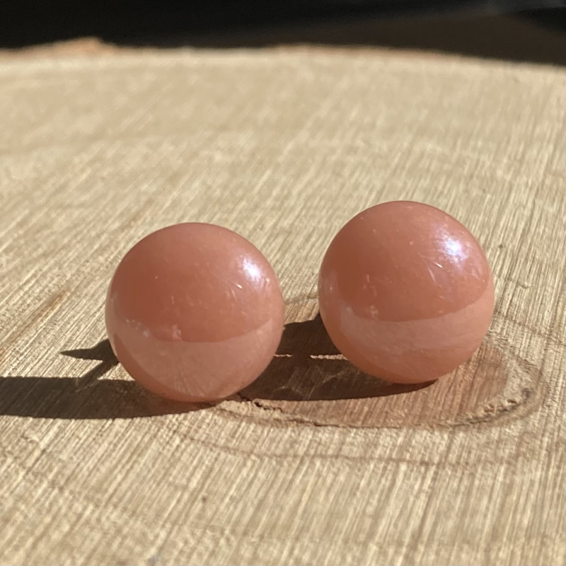 Kolczyki na sztyfcie perłowe pudrowy róż_photo1