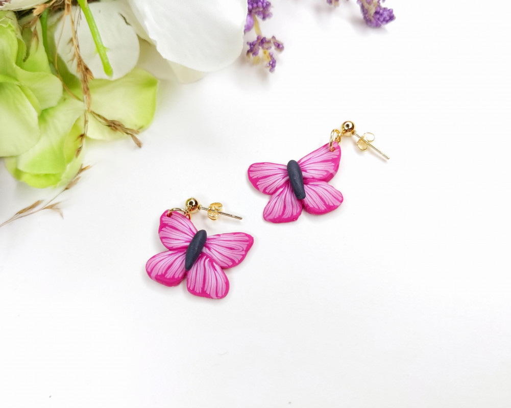 Kolczyki różowe małe motylki_photo1