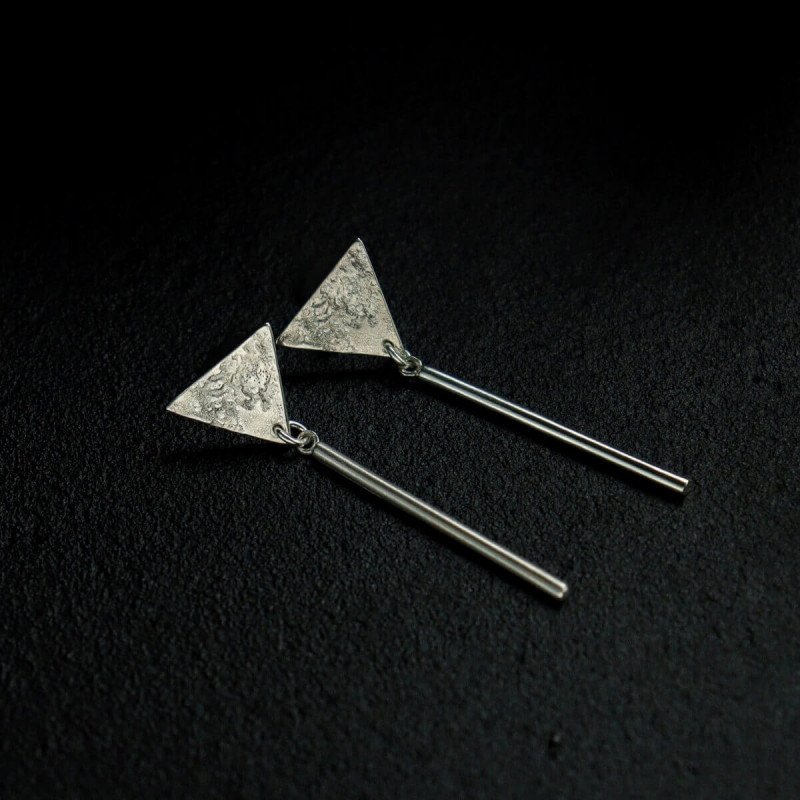 Kolczyki trójkąty z patyczkami ze srebra 925_photo1