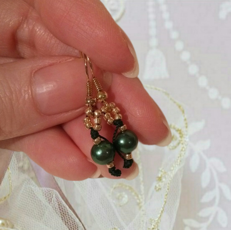 Kolczyki zielone perły delikatne eleganckie_photo1