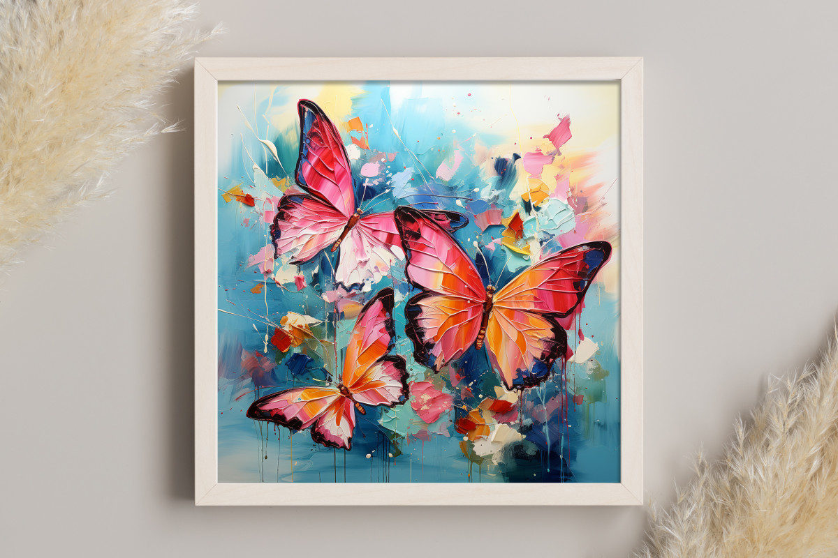 Kolorowy obraz z motylami - kolorowa abstrakcja_photo1
