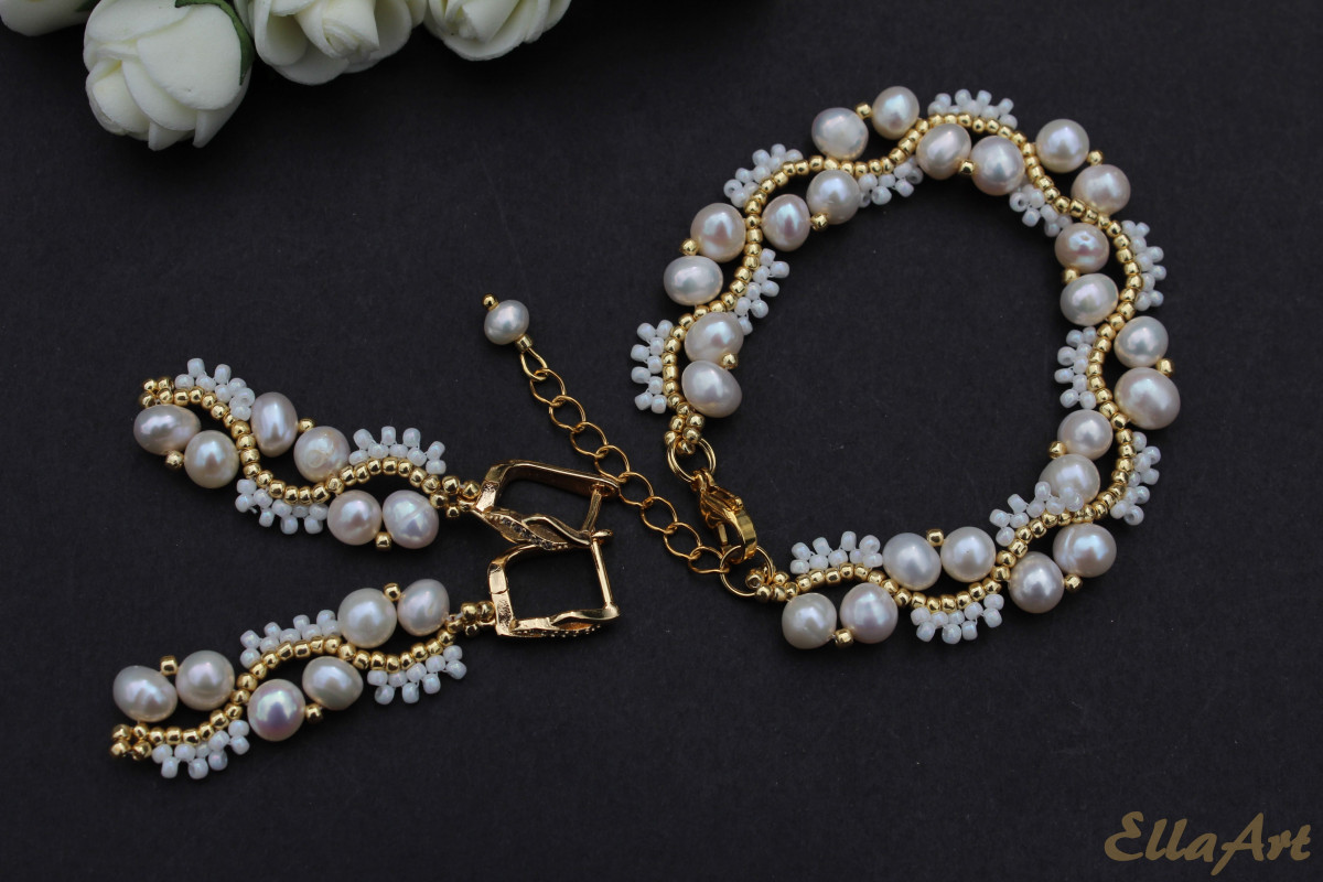 komplet biżuterii z naturalnych białych pereł_photo1