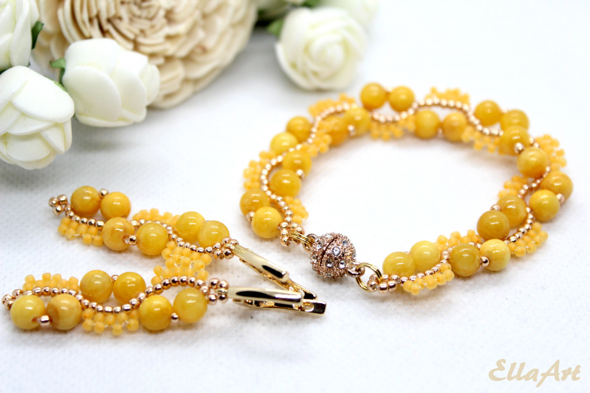 komplet biżuterii z żółtego jadeitu_photo1