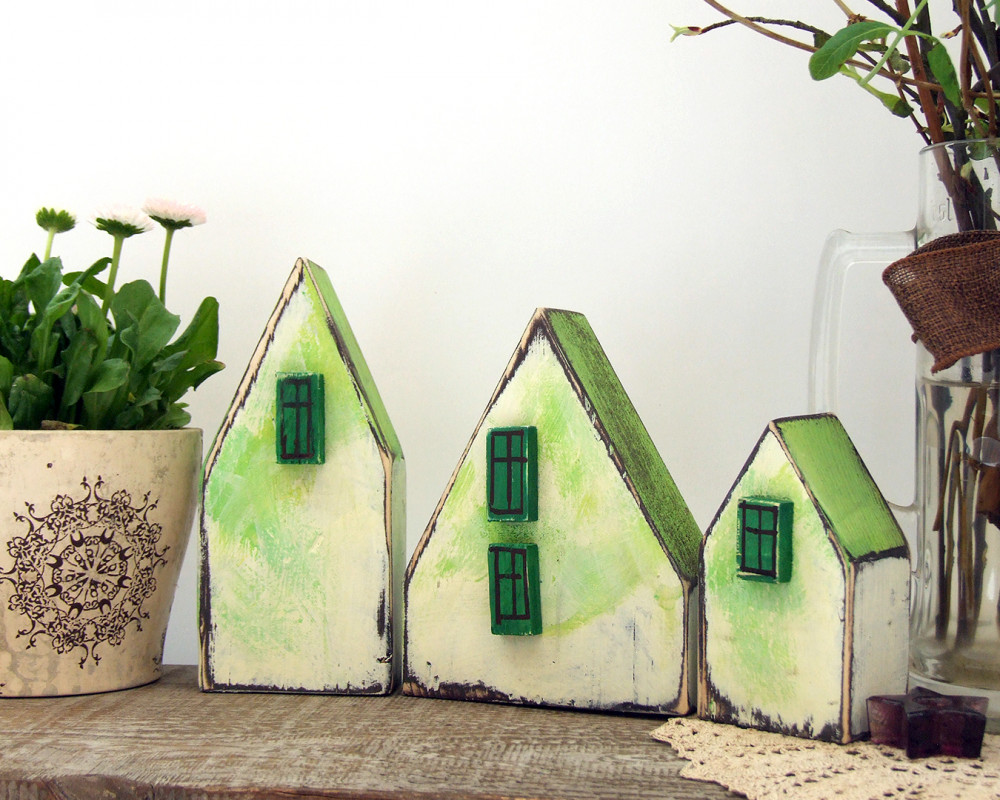 Komplet domków dekoracyjnych w wiosennych kolorach_photo1