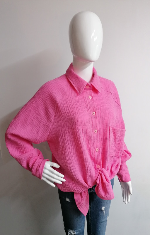 Koszula damska oversize muślinowa różowa_photo1