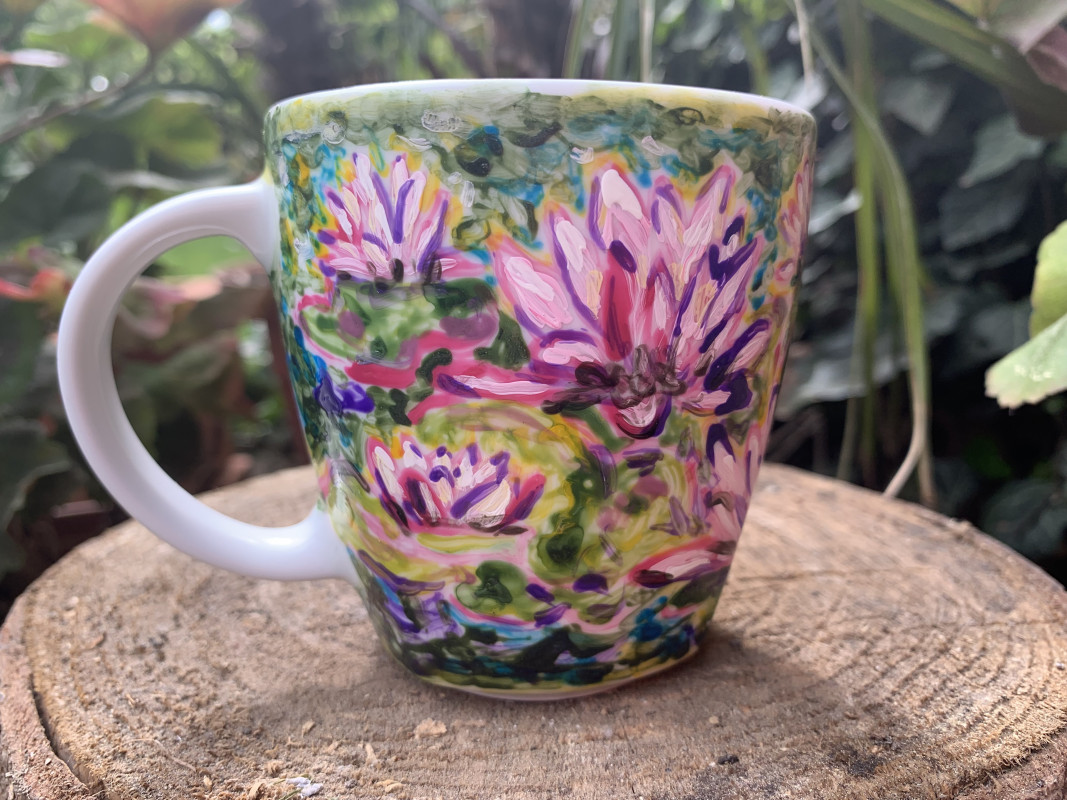 Kubek ręcznie  malowany lilie wodne_photo1