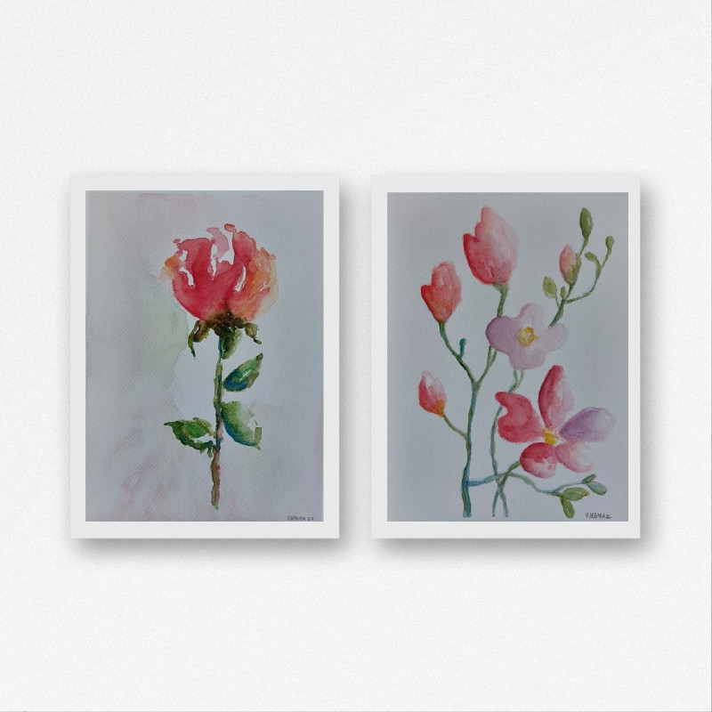 Kwiaty - dwie akwarele formatu 18/24 cm_photo1