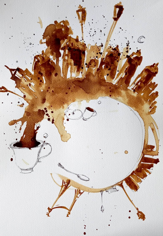 "Malowane kawą" obraz namalowany kawą, format A3_photo1