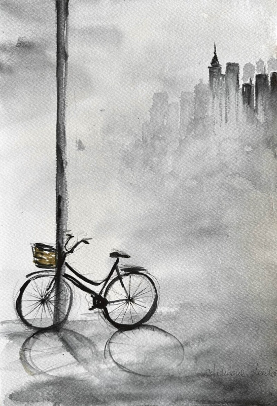 "Mgła w mieście" akwarela artystki Adriany Laube_photo1
