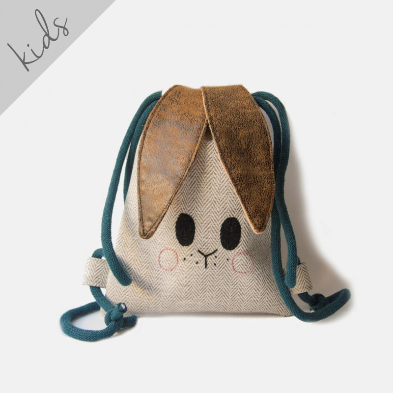 Mini plecak królik w jodełkę ze skórzanymi uszami_photo1