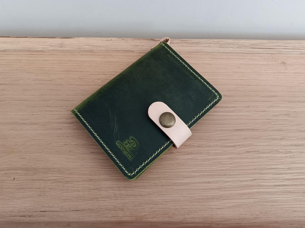 Mini portfel, skórzane etui na karty, zieleń_photo1