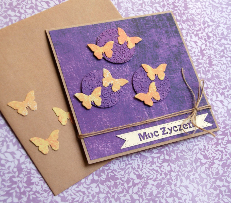 moc życzeń - motyle - fiolet - kartka handmade_photo1