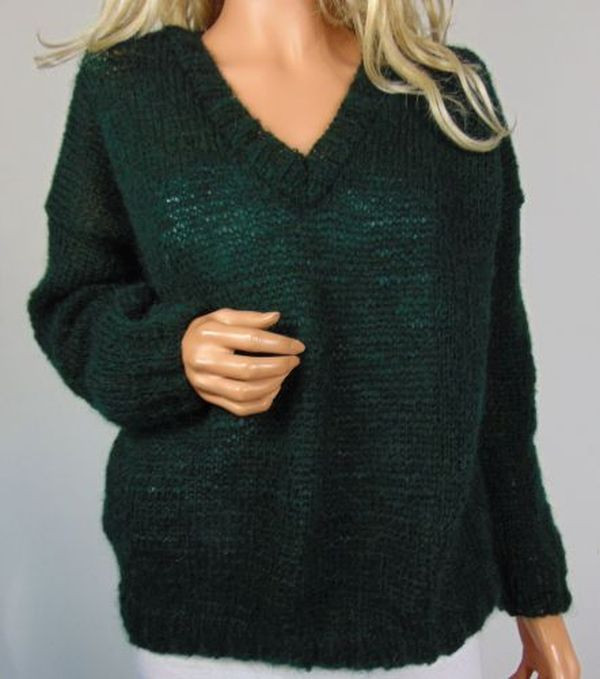 Moherowy sweter w kolorze ciemnej zieleni_photo1