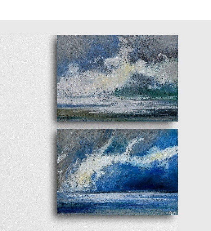 Morze - dwa rysunki pastelami olejnymi_photo1