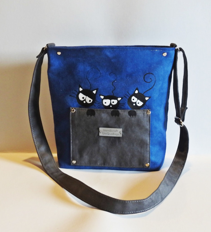 Niebieska dziewczęca torebka listonoszka z kotkami_photo1