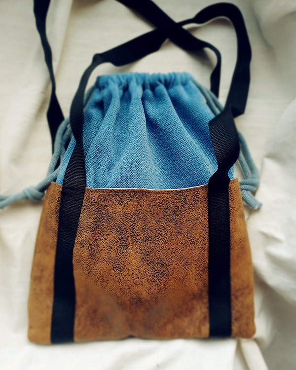Niebieska torba worek z kominem_photo1
