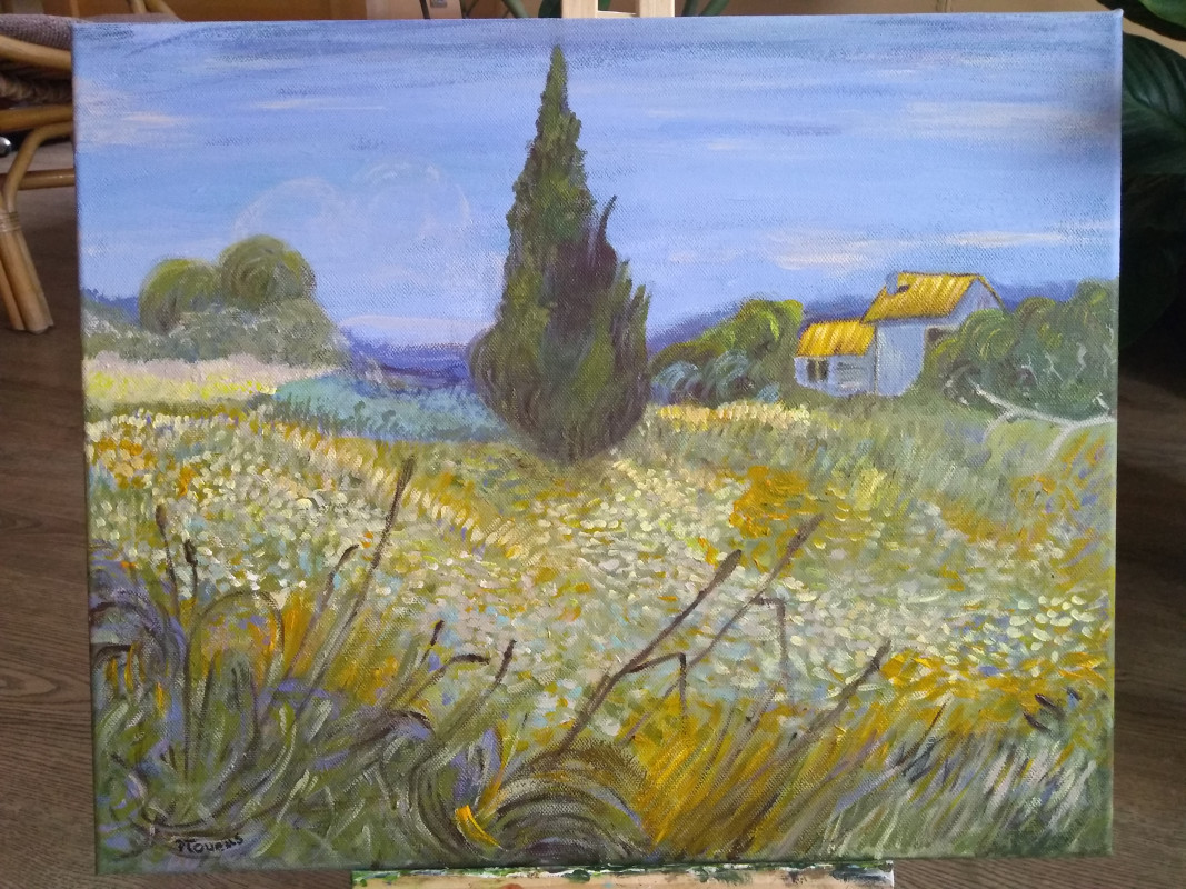 Obraz "Zielone pole z cyprysem" według van Gogh_photo1