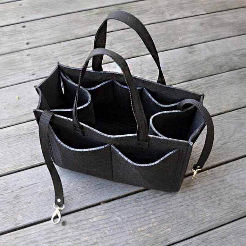 Soyizom filcowy organizer do torebki, organizer do torby, filcowa torebka do  torby, wiele kieszeni, torba na zakupy, torebka w torbie, dla kobiet, kolor  czarny, rozmiar XL : : Moda