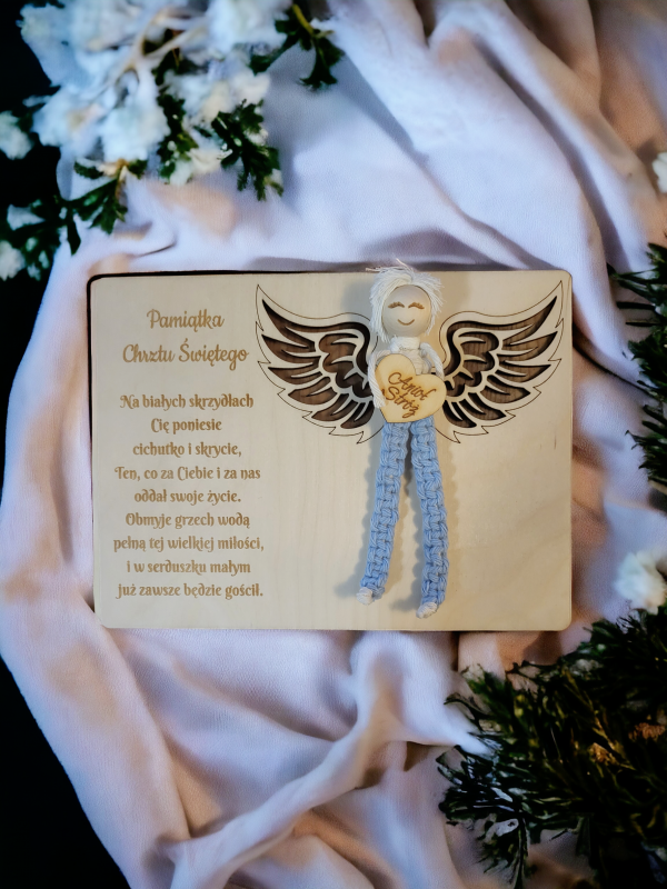 Pamiątka na chrzest tabliczka z aniołkiem chłopcem_photo1