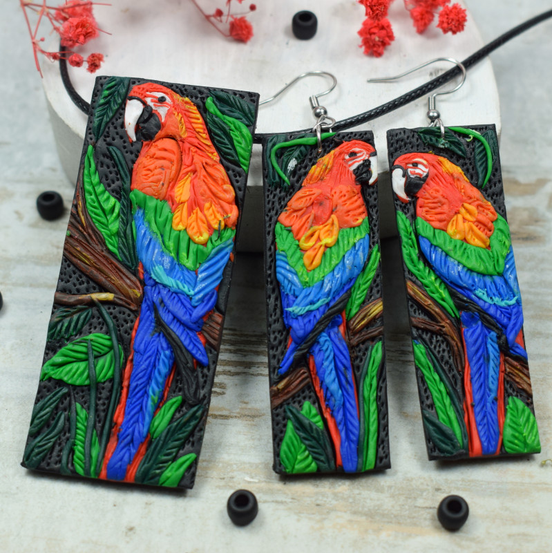 Papuga Ara - kolorowy komplet biżuterii_photo1