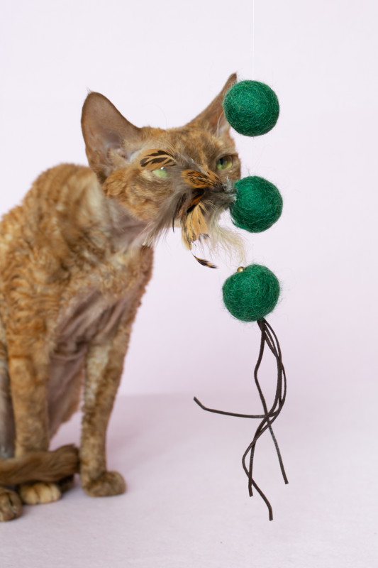 piłeczki wełniane WOOL WOOL dla kota, zielone_photo1