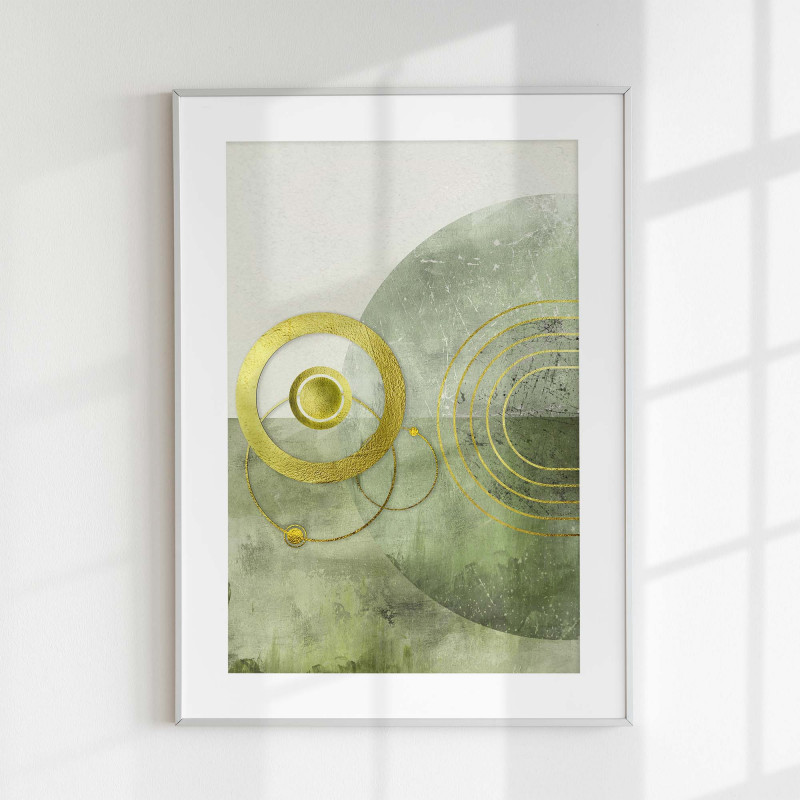 Plakat - abstrakcja,  zieleń i złoto (1-1-0007)_photo1