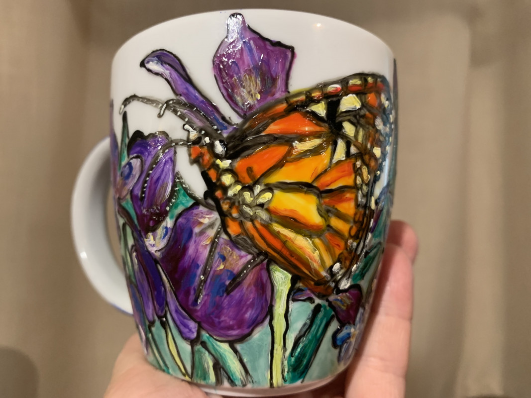 Porcelanowy kubek ręcznie malowany Motyle_photo1