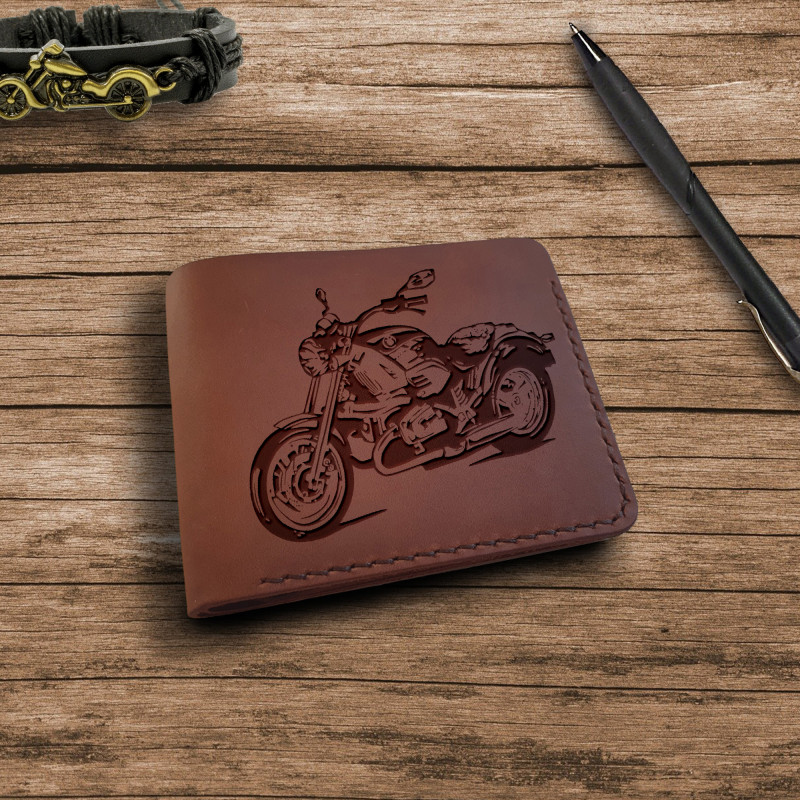 Portfel   z motocyklem  Skórzany ręcznie   robiony_photo1