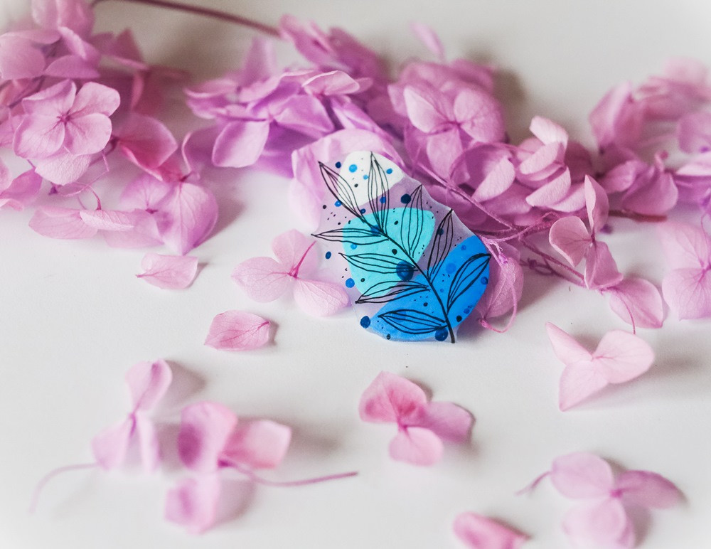 Przypinka minimalistyczna flora niebieska_photo1
