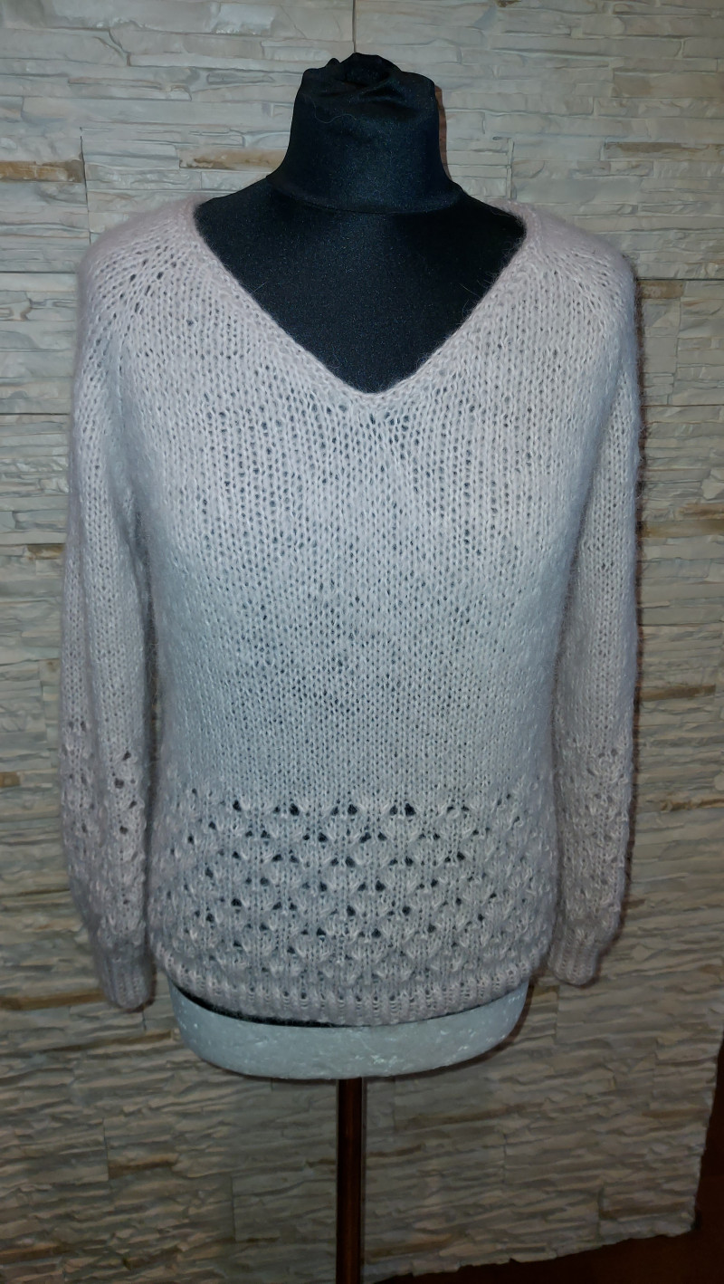 Pudrowy sweter z ażurem  akryl alpaka_photo1
