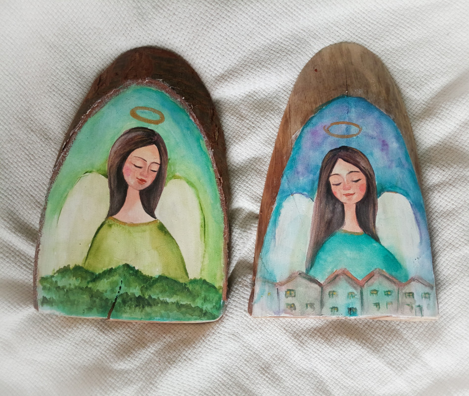 Ręcznie malowane anioły na drewnie_photo1