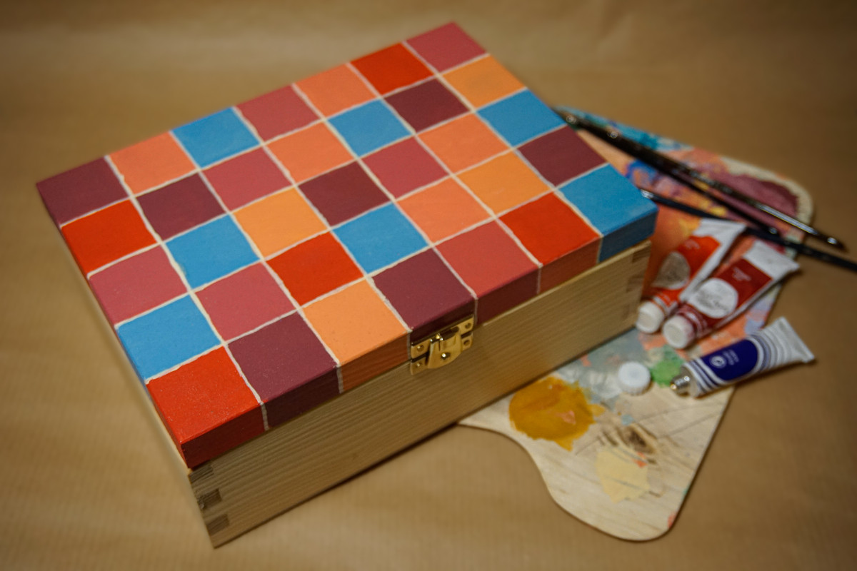 Ręcznie malowane kolorowe drewniane pudełko_photo1
