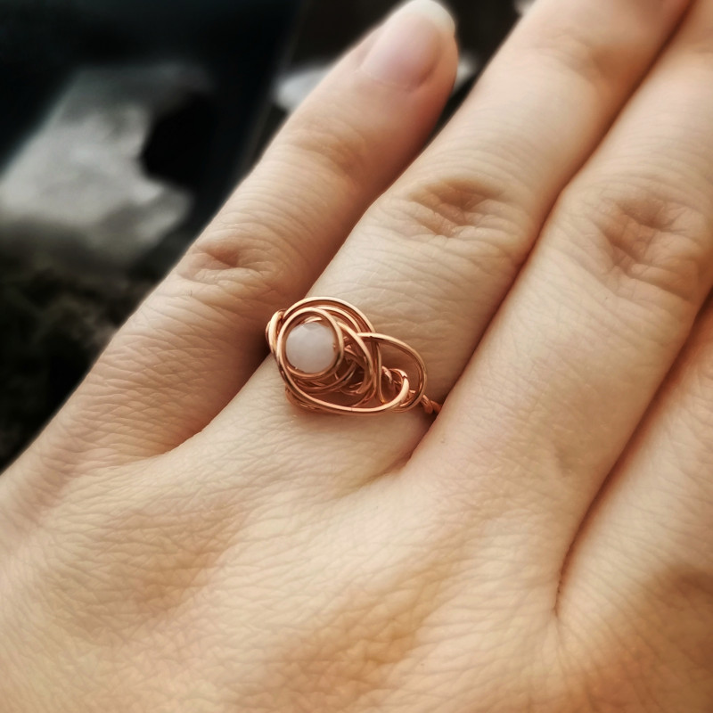 Regulowany mały pierścionek z kwarcem różowym_photo1