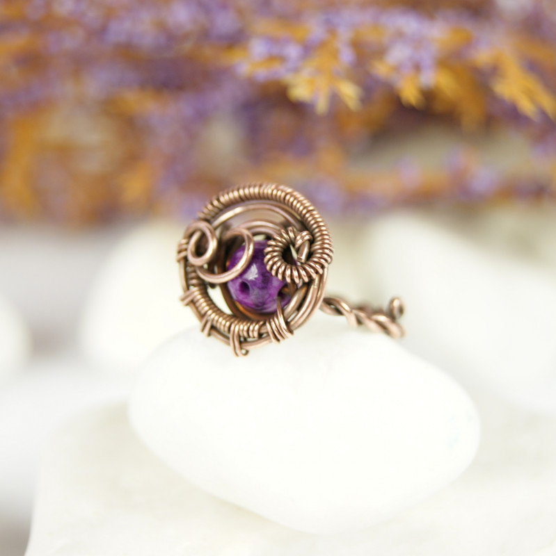 Regulowany pierścionek z fioletowym jadeitem_photo1