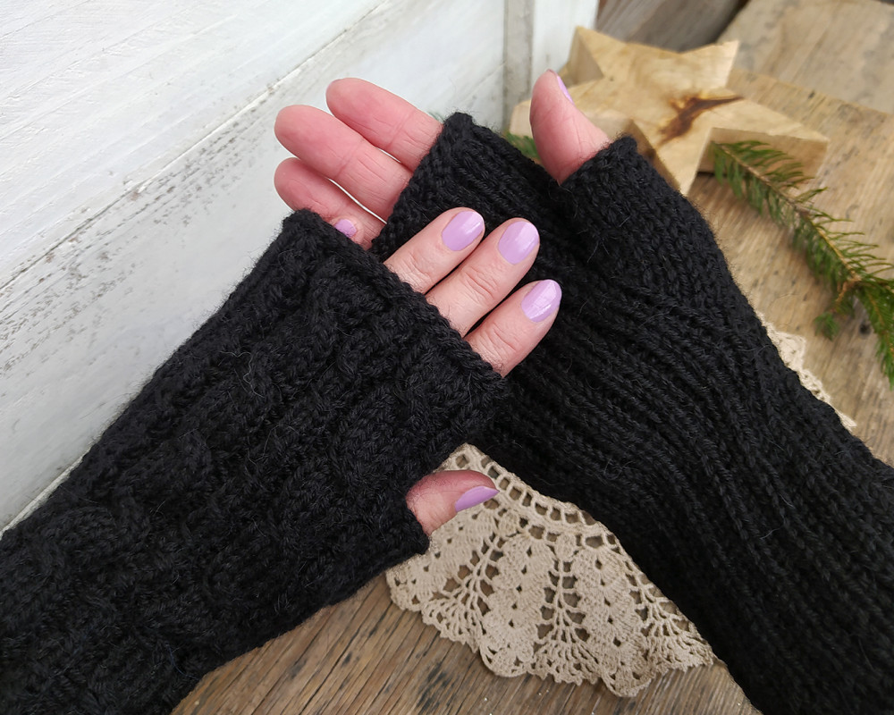 Rękawiczki bez palców Mitenki - Czarne_photo1