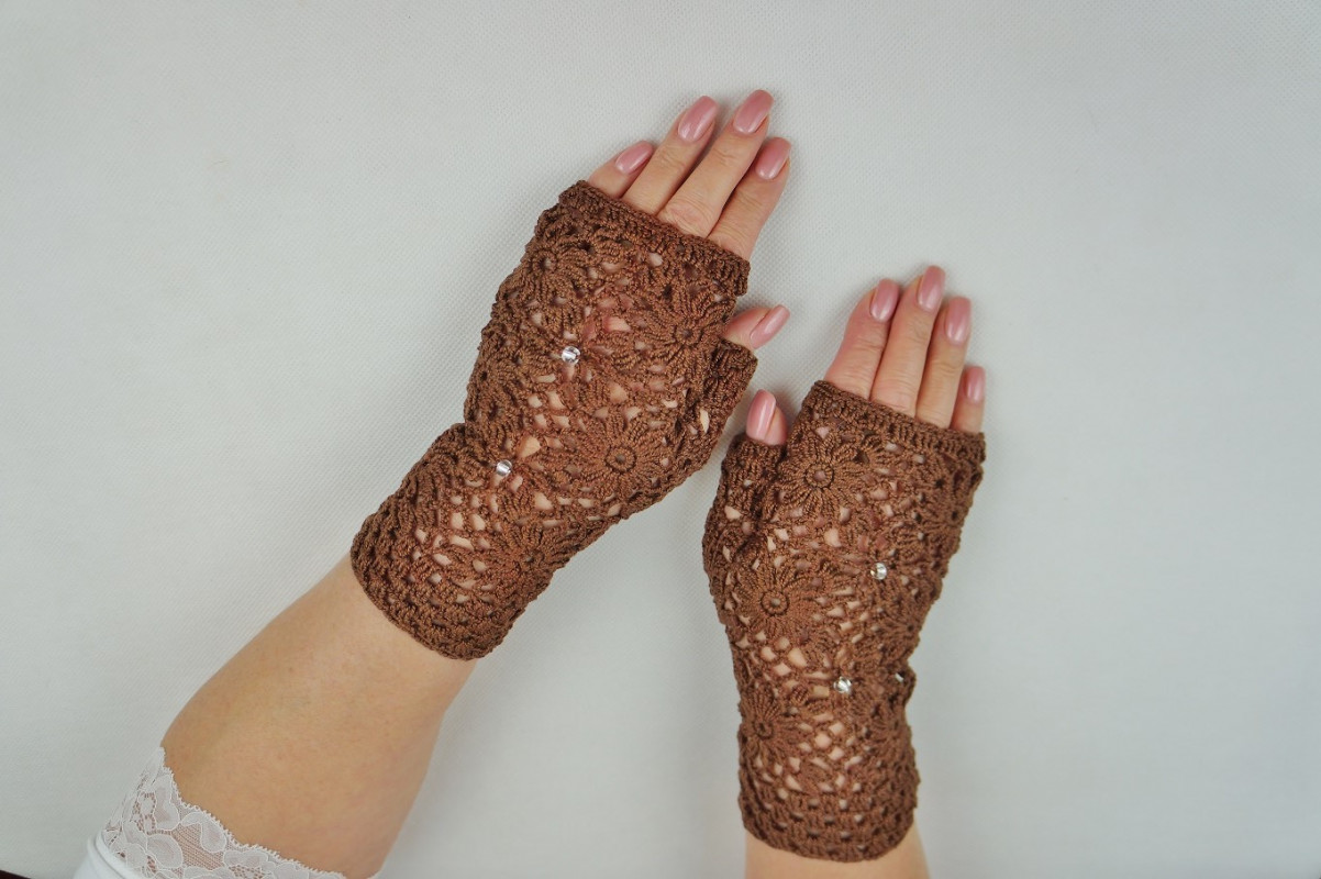 Rękawiczki handmade brązowe_photo1