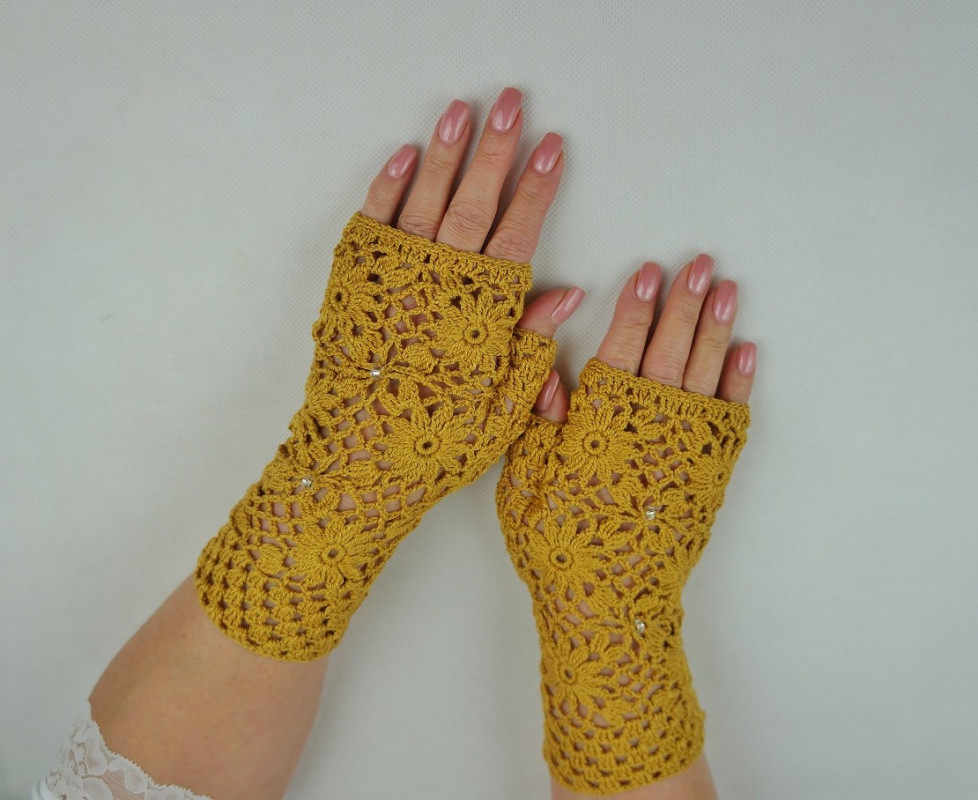 Rękawiczki handmade miodowe_photo1