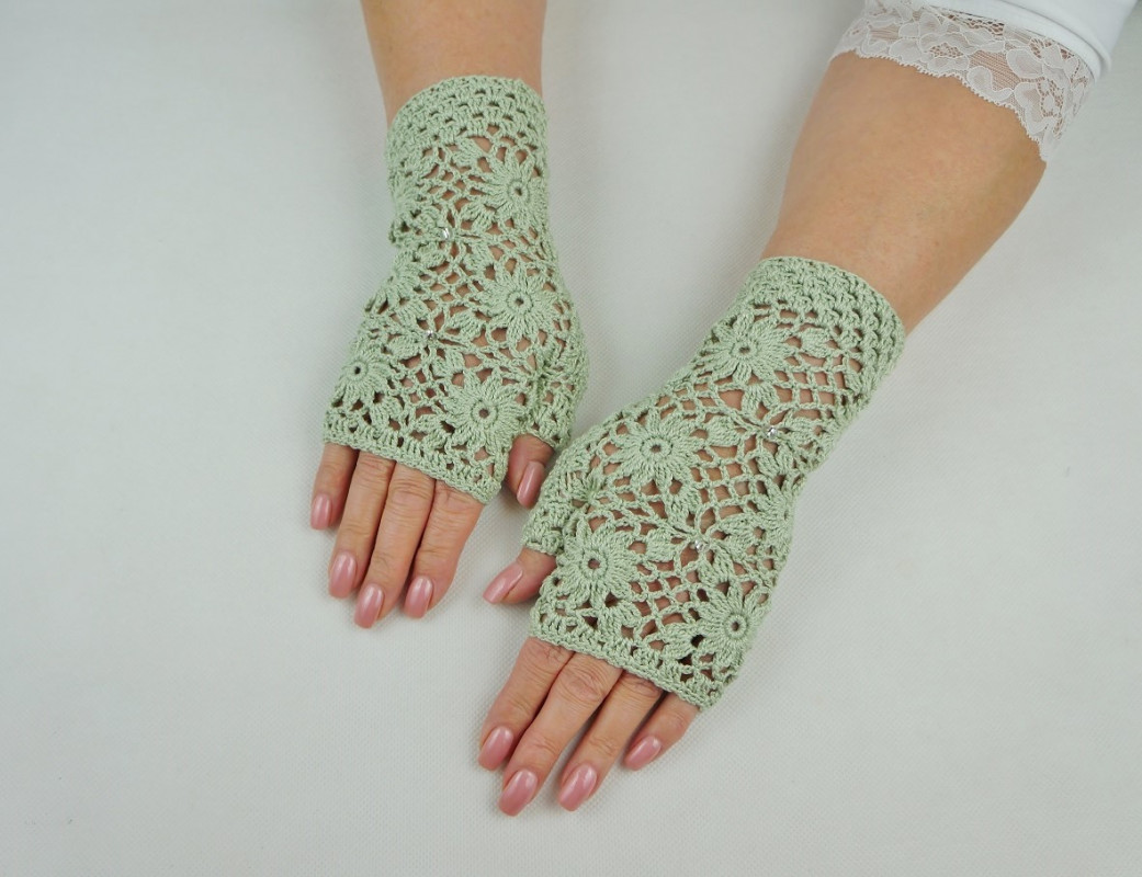Rękawiczki handmade pistacjowe_photo1