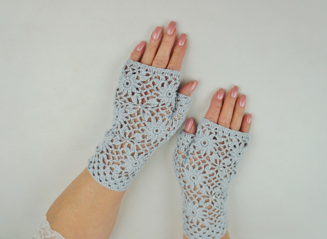 Rękawiczki handmade popielate_photo1