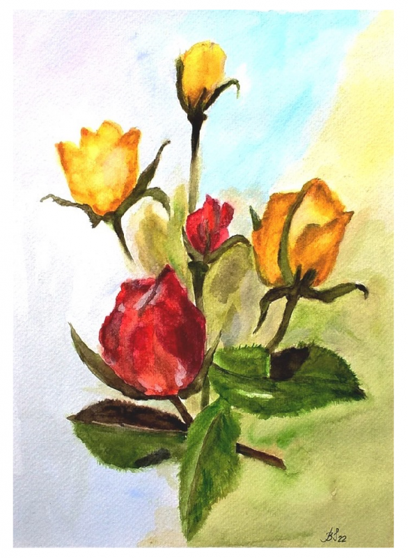 Róże, akwarela. Format 24x32 cm._photo1