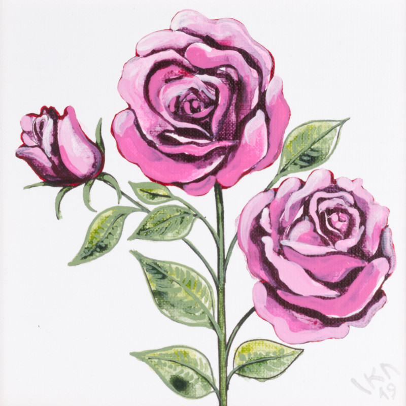 Róże malowane farbami akrylowymi na płótnie_photo1