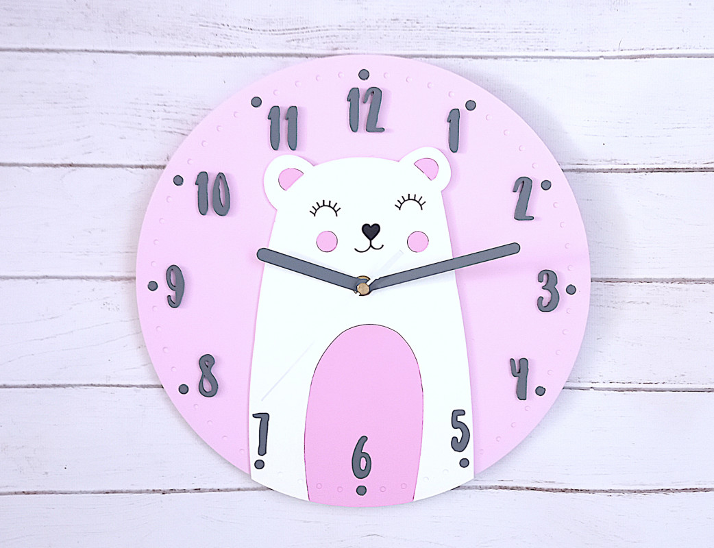 Różowy zegar dla dziewczynki z misiem_photo1
